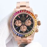 Rolex Rainbow Daytona 18K Gold Card 40mm Dandong 7750 Movement Waterproof 100m Men RG Watch